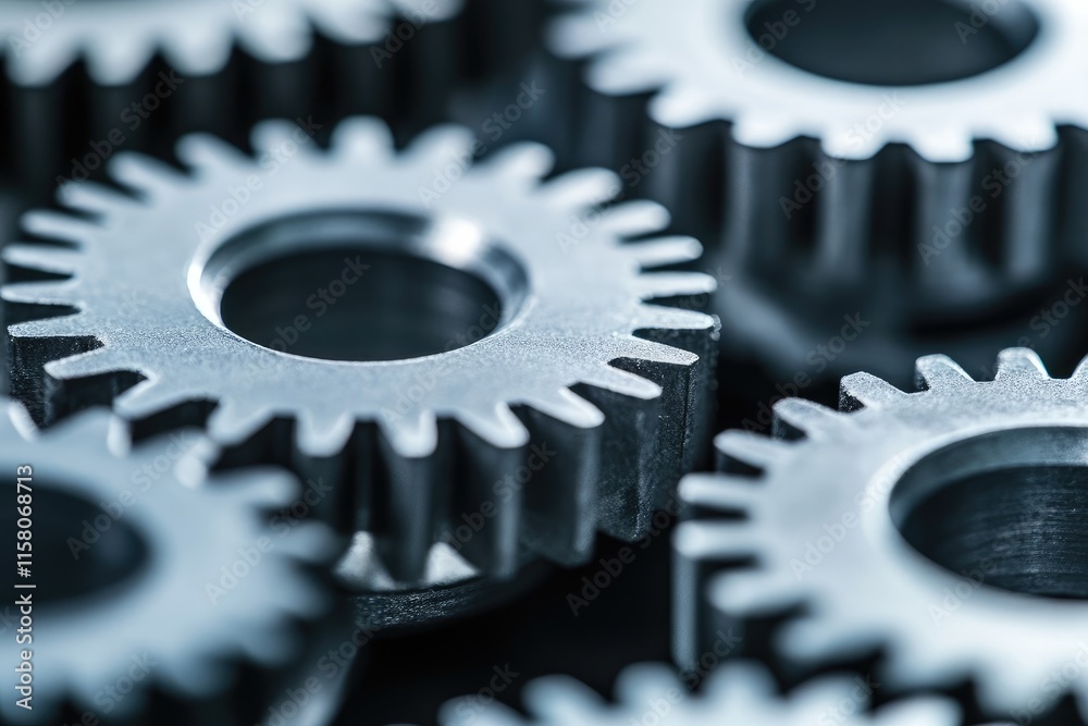 Close-up of intricate metal gears in precise engineering. Close-up of intricate metal gears in precise engineering.