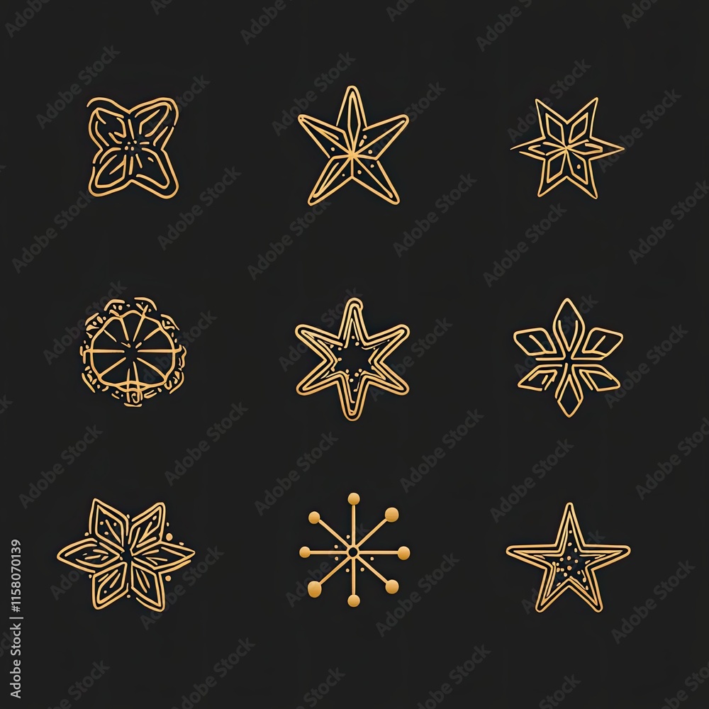 Gold Starburst Design Elements Gold Starburst Design Elements