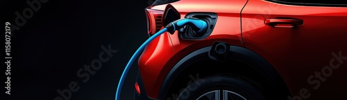 Red Electric Car Charging