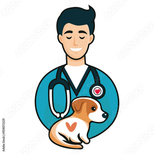 logo for a veterinary clinic flat isolated on white background