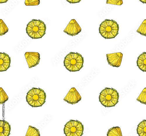 Pineapple slices seamless pattern