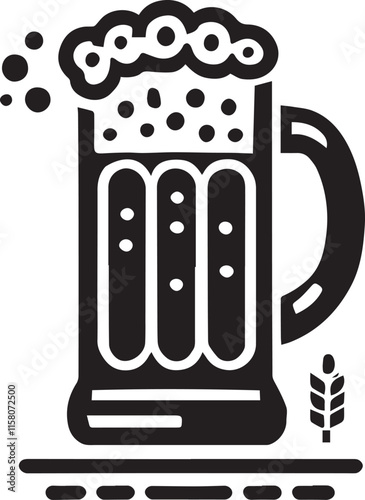 Beer Glass style logo vector, Beer vector illustration, Beer vector icon, Beer Glass silhouette vector black and white