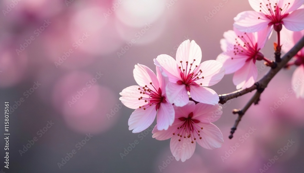 Cherry blossom branch with delicate petals swaying gently in the breeze, spring, pink Cherry blossom branch with delicate petals swaying gently in the breeze, spring, pink