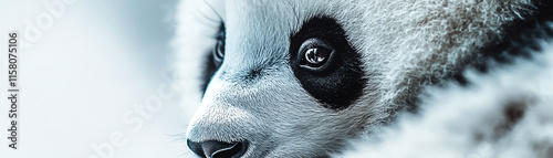 Adorable panda cub gazing curiously with its big expressive eyes, showcasing the beauty of wildlife.