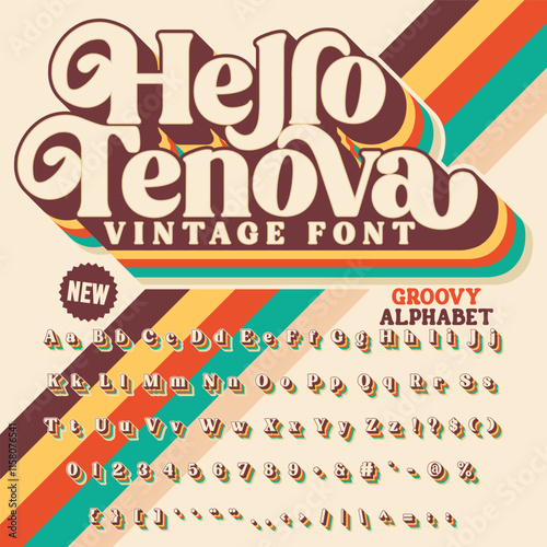 Wallpaper Mural 3D Hello Tenova Groovy Retro Vintage Display Bold Font alphabet Torontodigital.ca