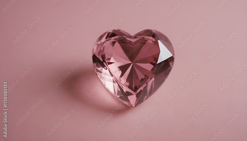 pink heart shaped crystal in a pink color background pink heart shaped crystal in a pink color background