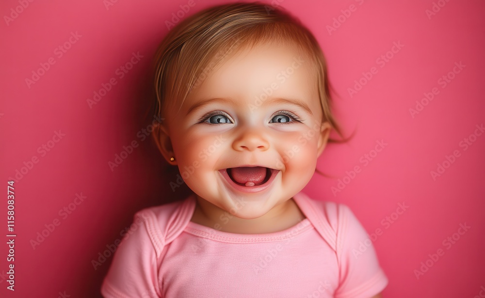 A baby girl is smiling and looking at the camera A baby girl is smiling and looking at the camera