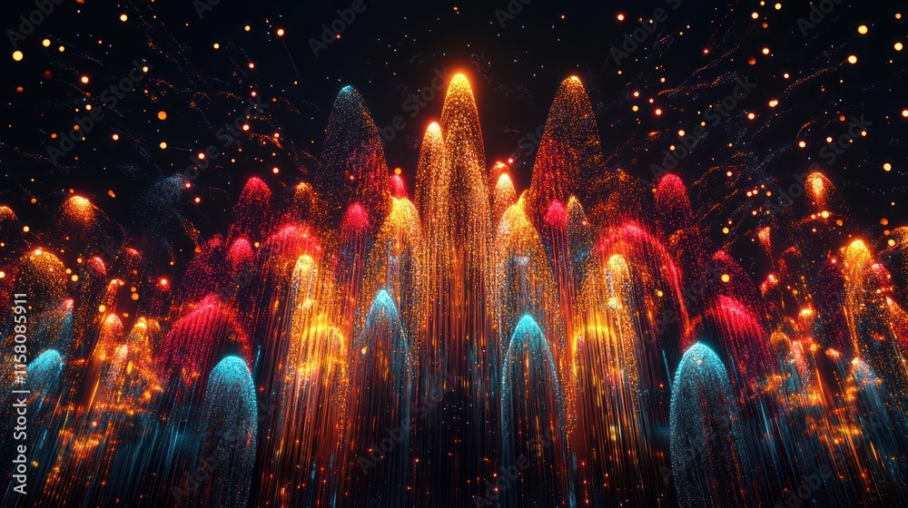 Obraz premium Abstract colorful light streaks resembling fireworks.