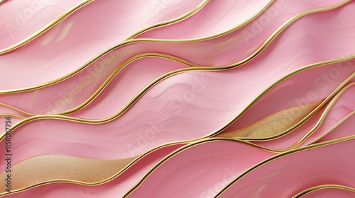 Abstract Pink and Gold Waves