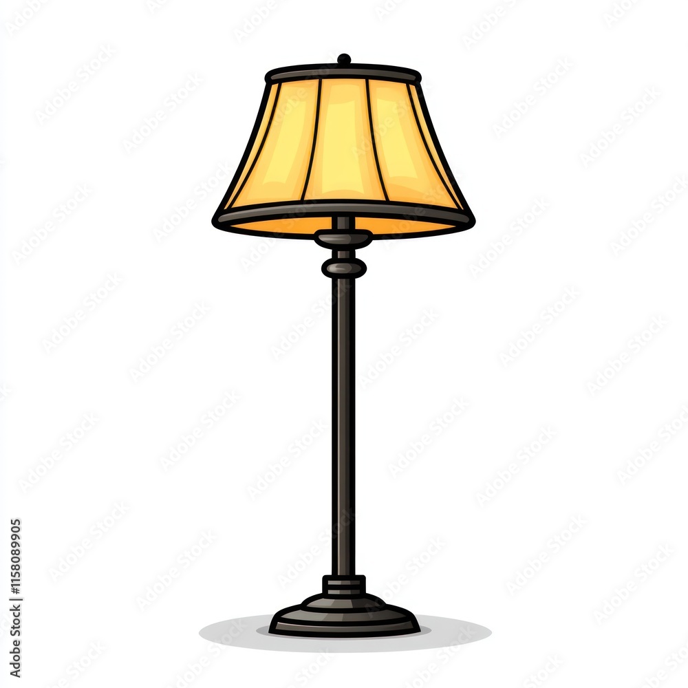 Classic floor lamp with yellow shade. Classic floor lamp with yellow shade.
