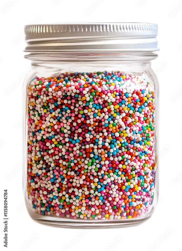 Sprinkles Jar for Decorating Treats - Isolated on White Background Sprinkles Jar for Decorating Treats - Isolated on White Background