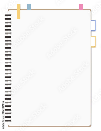 シンプルな無地のノートと付箋のセット、リングノート