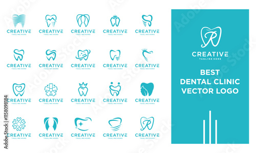 dental clinic logo vector set. logo design