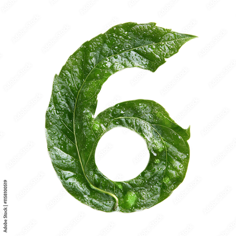 Swirling Leaf Forming the Number Six in a Natural Environment Swirling Leaf Forming the Number Six in a Natural Environment
