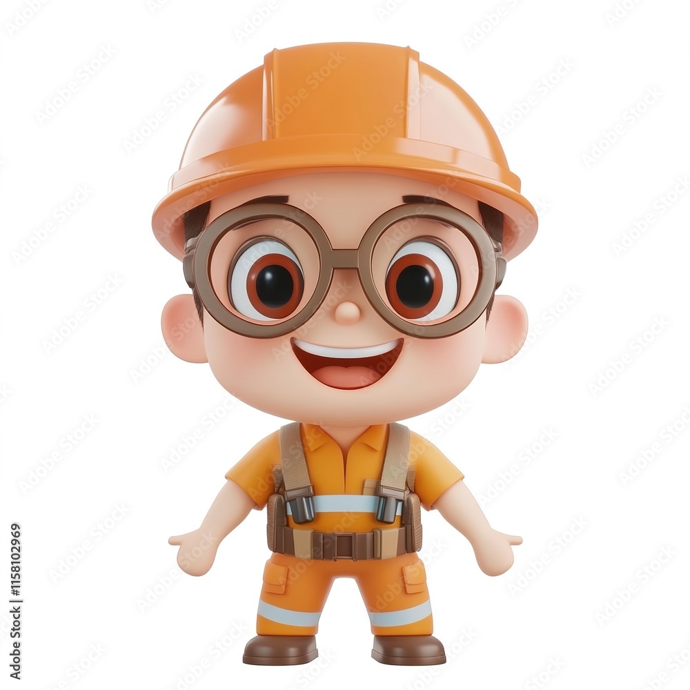 3D Cute Geologist, Happy and Smiling, Isolated on White Background 3D Cute Geologist, Happy and Smiling, Isolated on White Background