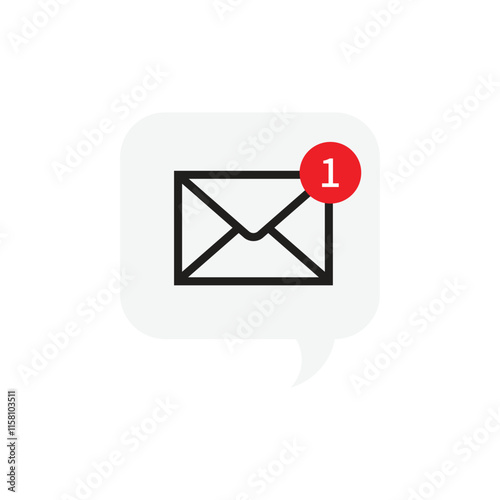 Cartoon white bubble with email notice. flat simple style trend modern edm e-mail logotype graphic design isolated. concept of you've got mail and full inbox or mailbox buble symbol