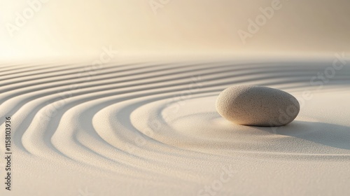 Zen Garden Serenity: A Single Stone in Harmonious Sand
