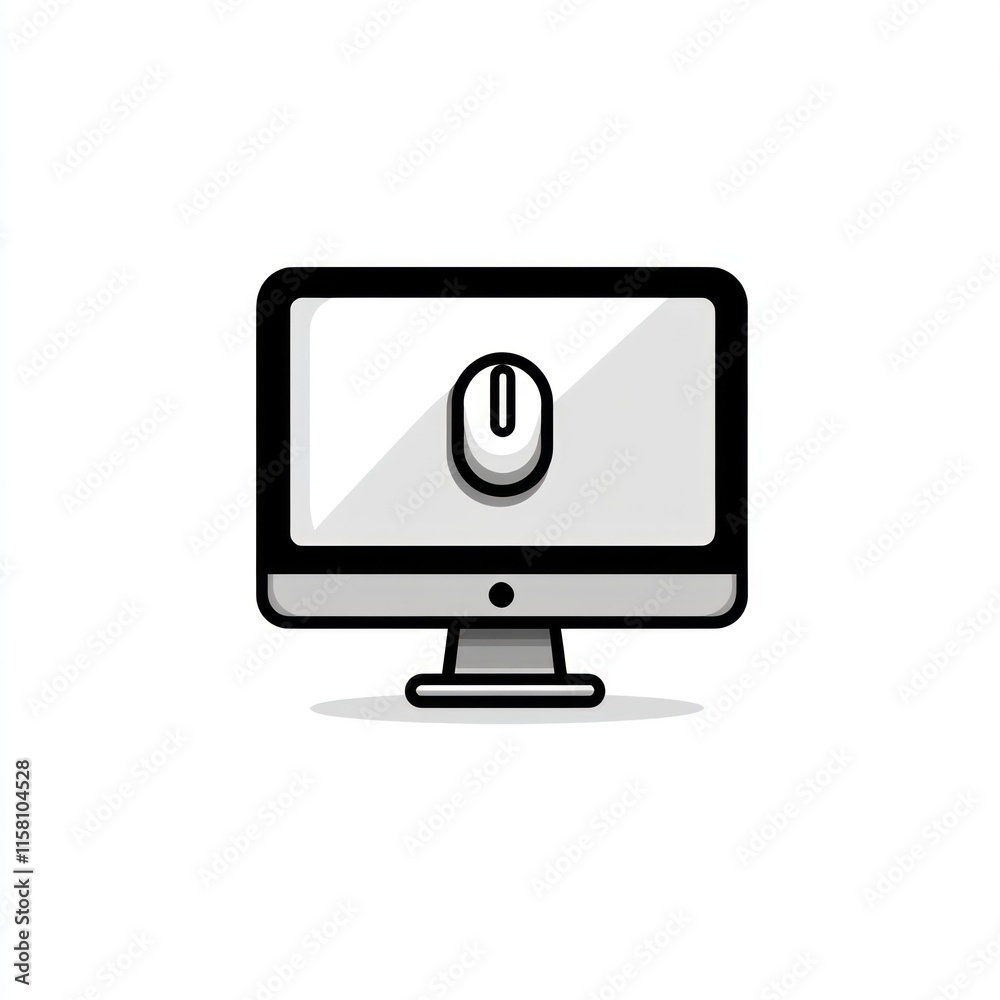 Simple computer monitor icon with mouse cursor. Simple computer monitor icon with mouse cursor.