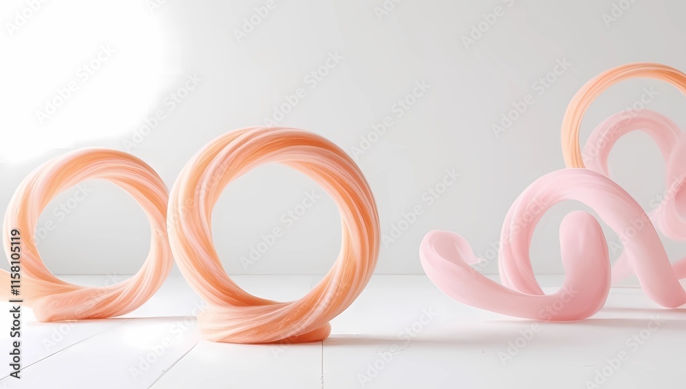 Minimalist White Background Featuring Soft Pastel Twirls in Orange and Pink, Designed with a Spacious and Open Center Minimalist White Background Featuring Soft Pastel Twirls in Orange and Pink, Designed with a Spacious and Open Center