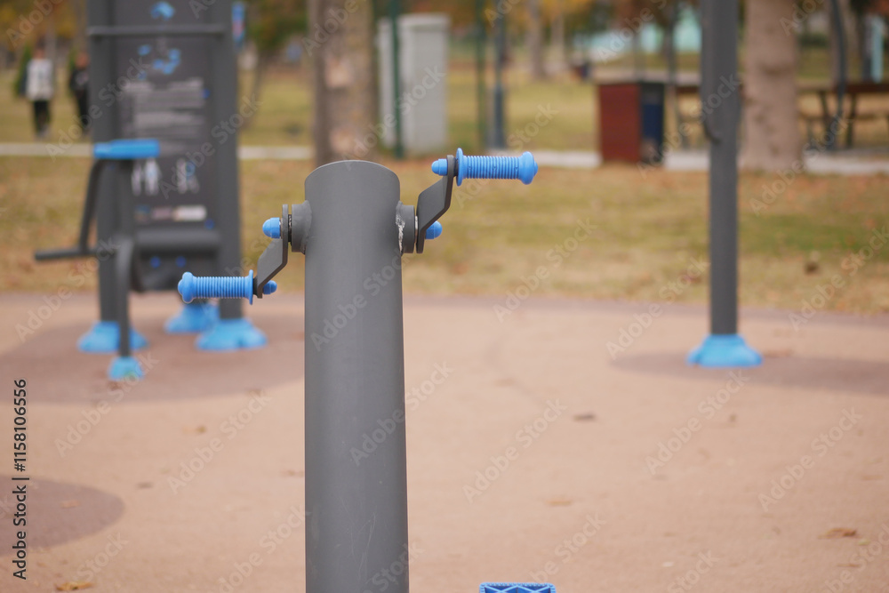 Variety of Outdoor Fitness Equipment Available in Park Setting for Everyone Variety of Outdoor Fitness Equipment Available in Park Setting for Everyone