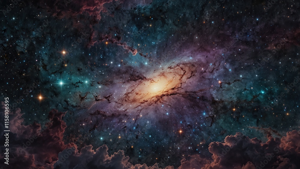 Fototapeta premium Beautiful Nebula in Outer Space Artistic Rendering Colorful Nebula with Stars Cosmic Dust Clouds