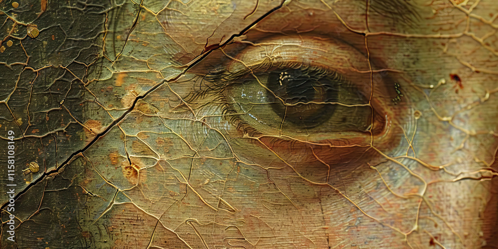 custom made wallpaper toronto digitalClose-up of Cracked Paint with Eye Detail