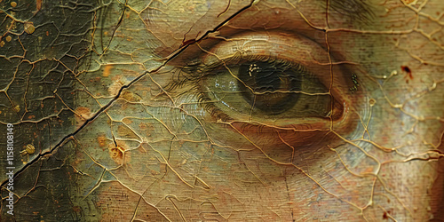 Wallpaper Mural Close-up of Cracked Paint with Eye Detail Torontodigital.ca