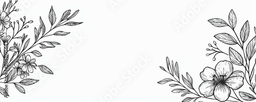 Wallpaper Mural A black and white drawing of flowers and leaves Torontodigital.ca