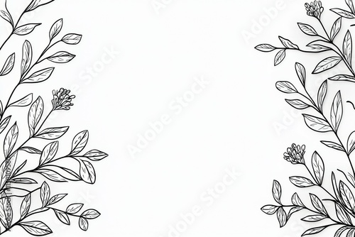 Wallpaper Mural A black and white drawing of a leafy plant with a white background Torontodigital.ca