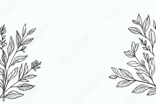 Wallpaper Mural A black and white drawing of a leafy plant with a white background Torontodigital.ca
