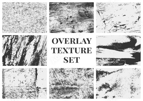 A grunge-inspired overlay texture set featuring scratches, rough grain, and distressed details. This collection is great for vintage designs.
