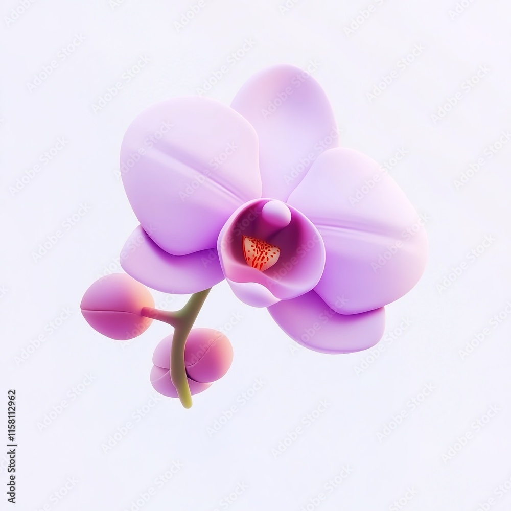3D Matte Orchid Icon in Pink, Minimalist Poly Clay Design, Isolated on White Background 3D Matte Orchid Icon in Pink, Minimalist Poly Clay Design, Isolated on White Background
