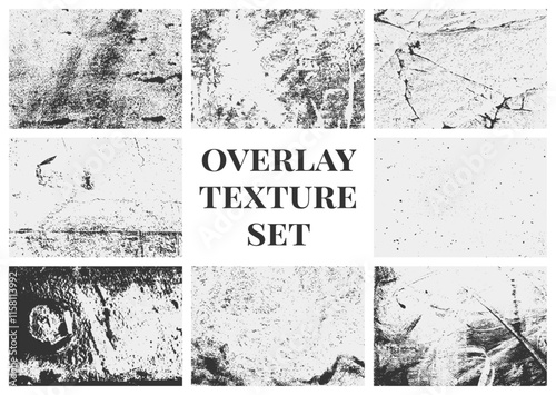A set of grunge overlay textures with dirty grain, scratches, and worn-out effects. This collection provides unique vintage and distressed styles.
