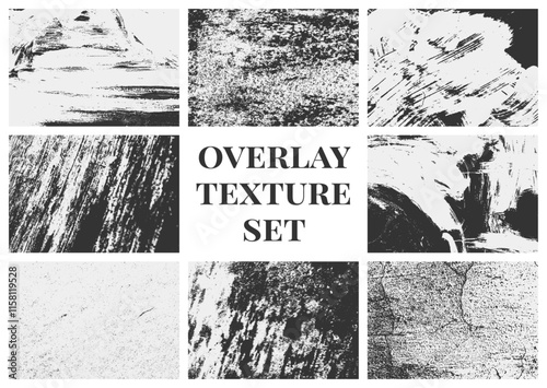 Distressed grunge overlay texture set with scratches, dirty grain, and damage. A collection of high-quality textures for unique artistic effects.