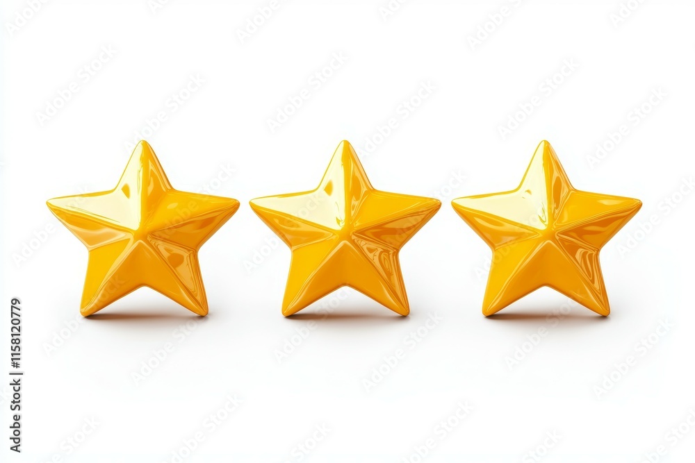 Three yellow stars are shown on a white background Three yellow stars are shown on a white background