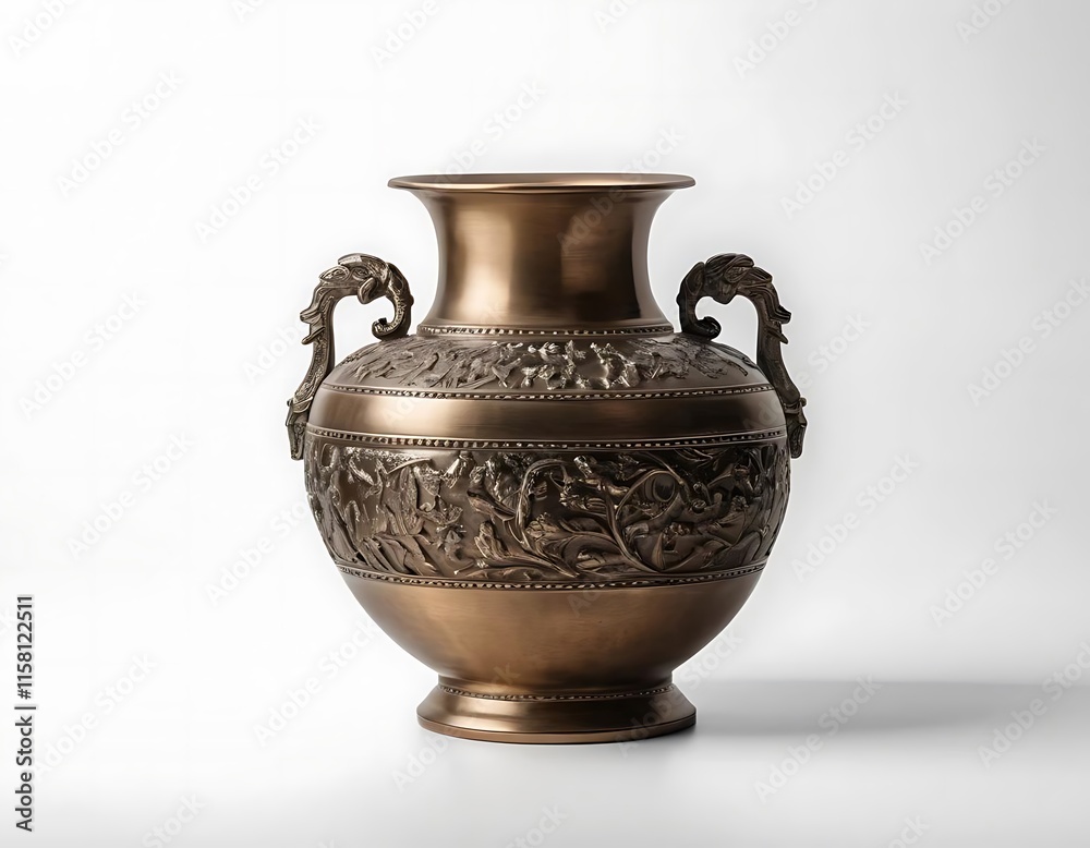 Ornate Bronze Vase With Intricate Relief Carving Ornate Bronze Vase With Intricate Relief Carving