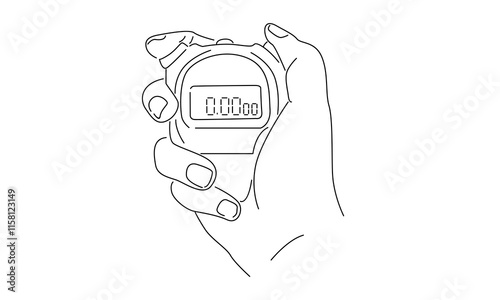 line art of hand holding stopwatch illustration