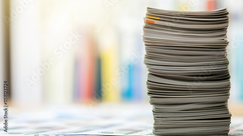 Close-up of a stack of cash with financial documents, symbolizing illegal financial activities, money laundering, corruption, or financial crime concepts.