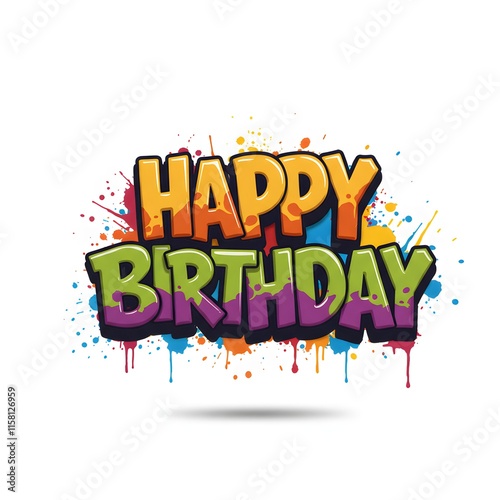 Happy birthday text, explosion