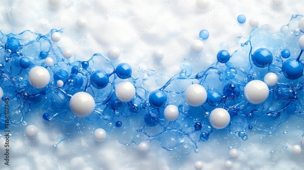 Dynamic Blue and White Liquid Waves with Bubbles and Foam Effects Dynamic Blue and White Liquid Waves with Bubbles and Foam Effects
