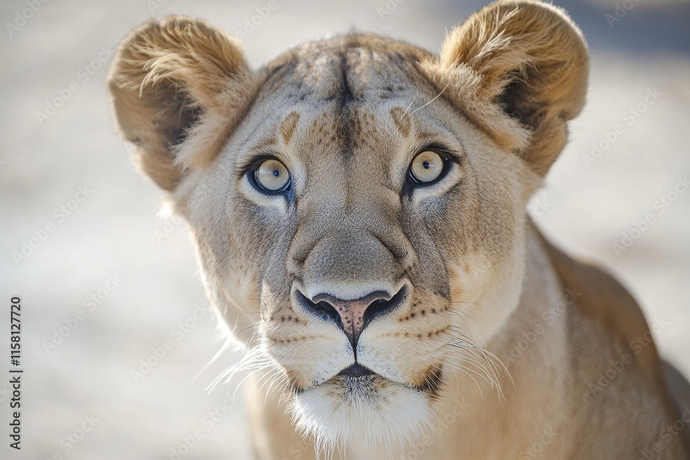 Close-up of a lioness's face, showing intense eyes. Perfect for wildlife, nature, or African themes, evoking power and beauty. Close-up of a lioness's face, showing intense eyes. Perfect for wildlife, nature, or African themes, evoking power and beauty.