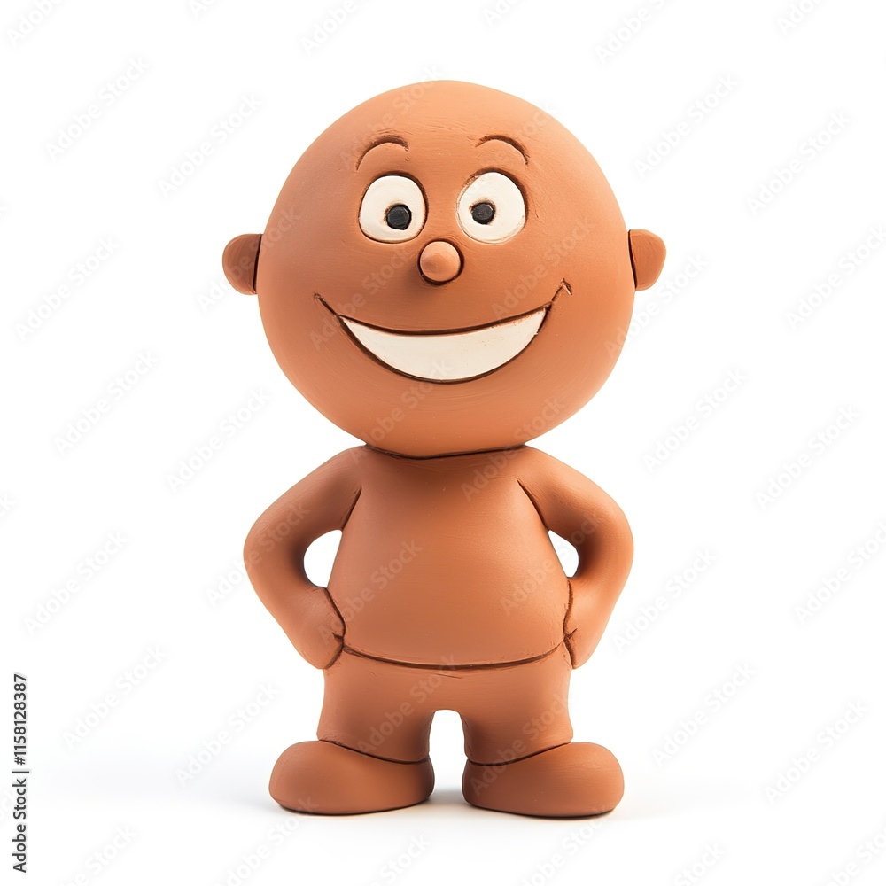 Obraz premium 3D Clay Cute Personal Trainer, Happy and Smiling, Isolated on White Background
