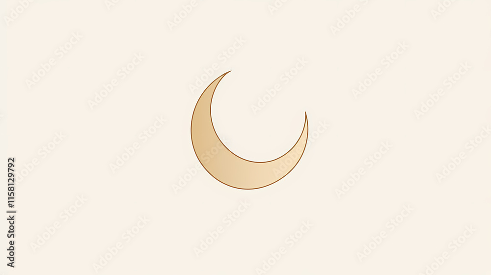 A clean line art logo featuring a minimalist illustration of a crescent moon. Crescent. Illustration A clean line art logo featuring a minimalist illustration of a crescent moon. Crescent. Illustration