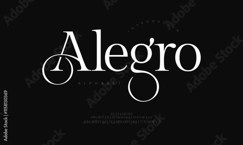 Alegro typography beauty fashion elegant minimalist serif italic fonts decorative wedding vintage retro logos. Minimal luxury font alphabet logo. Vector illustration