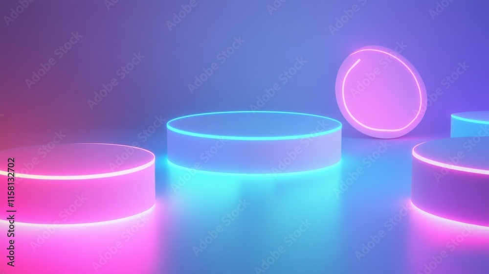 Colorful neon shapes in a modern design environment. Colorful neon shapes in a modern design environment.