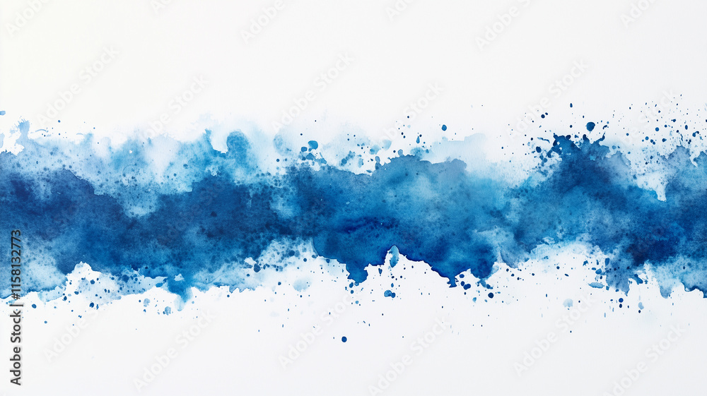 Obraz premium Abstract Blue Watercolor Wave on White Background
