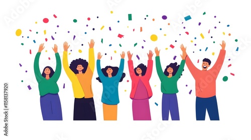 People raising hands with joyful cheers as midnight arrives in a New Year celebration