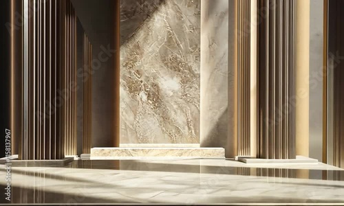 Wallpaper Mural Sunlit Minimalist Marble Platform with Archways and Columns Torontodigital.ca