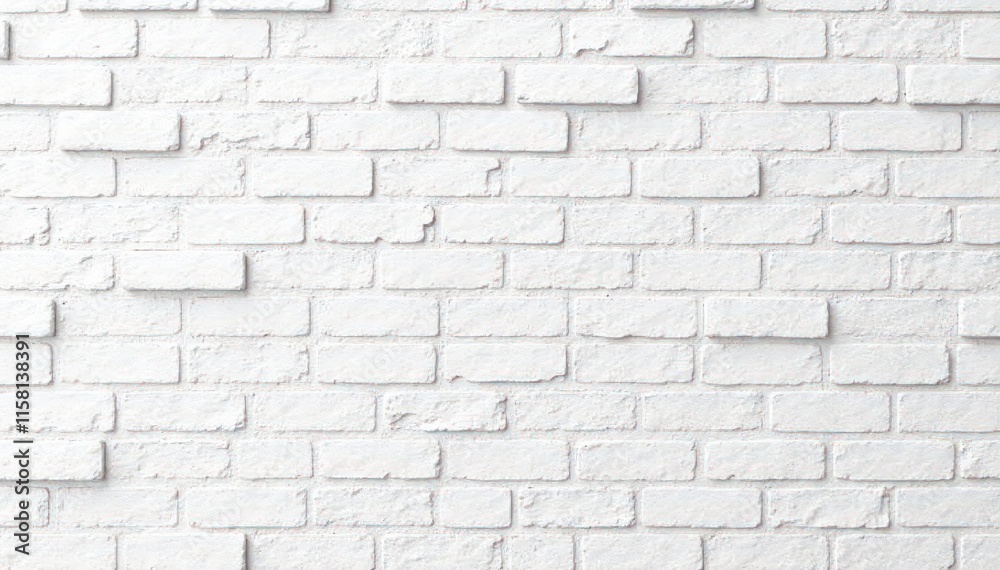 Fototapeta premium Clean white brick wall texture, perfect backdrop, retro, space, painted brick