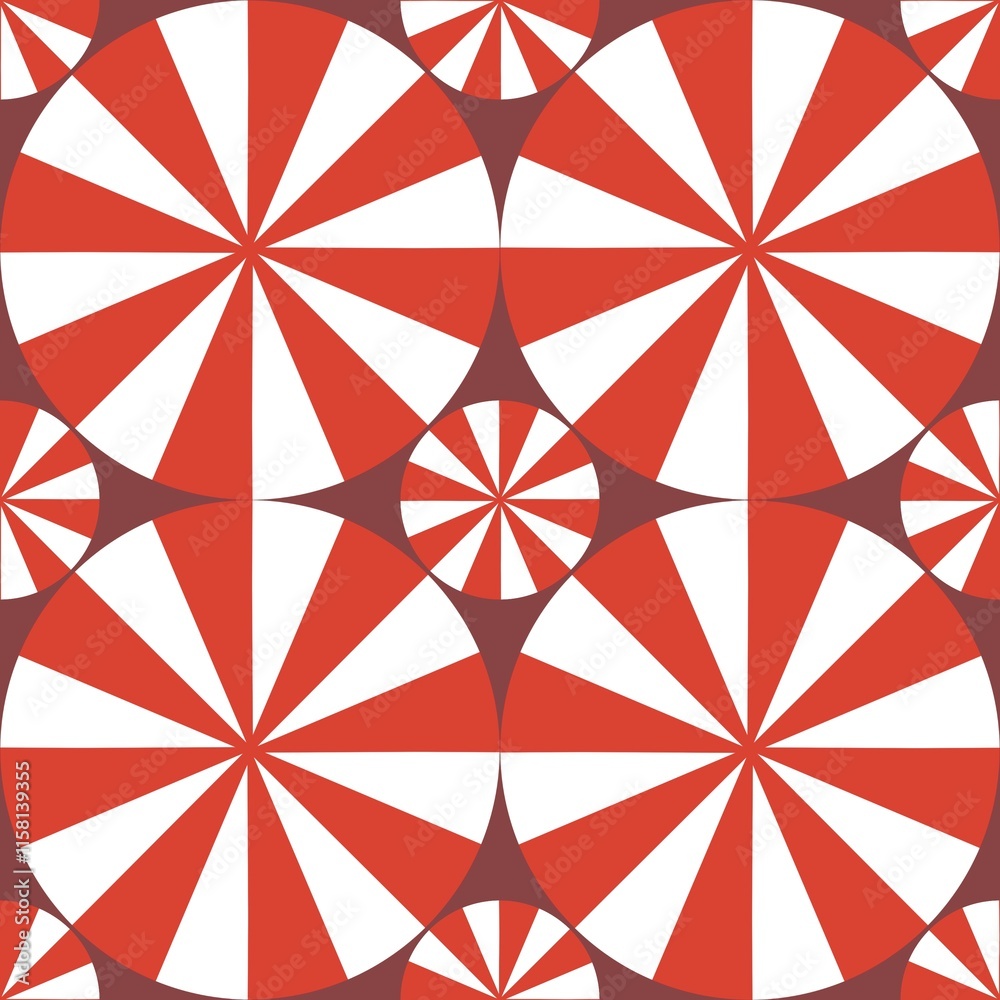 Fototapeta premium The circular image is composed of white and red propellers, used to make backgrounds, covers, paper patterns, designs, abstract patterns on the product surface.